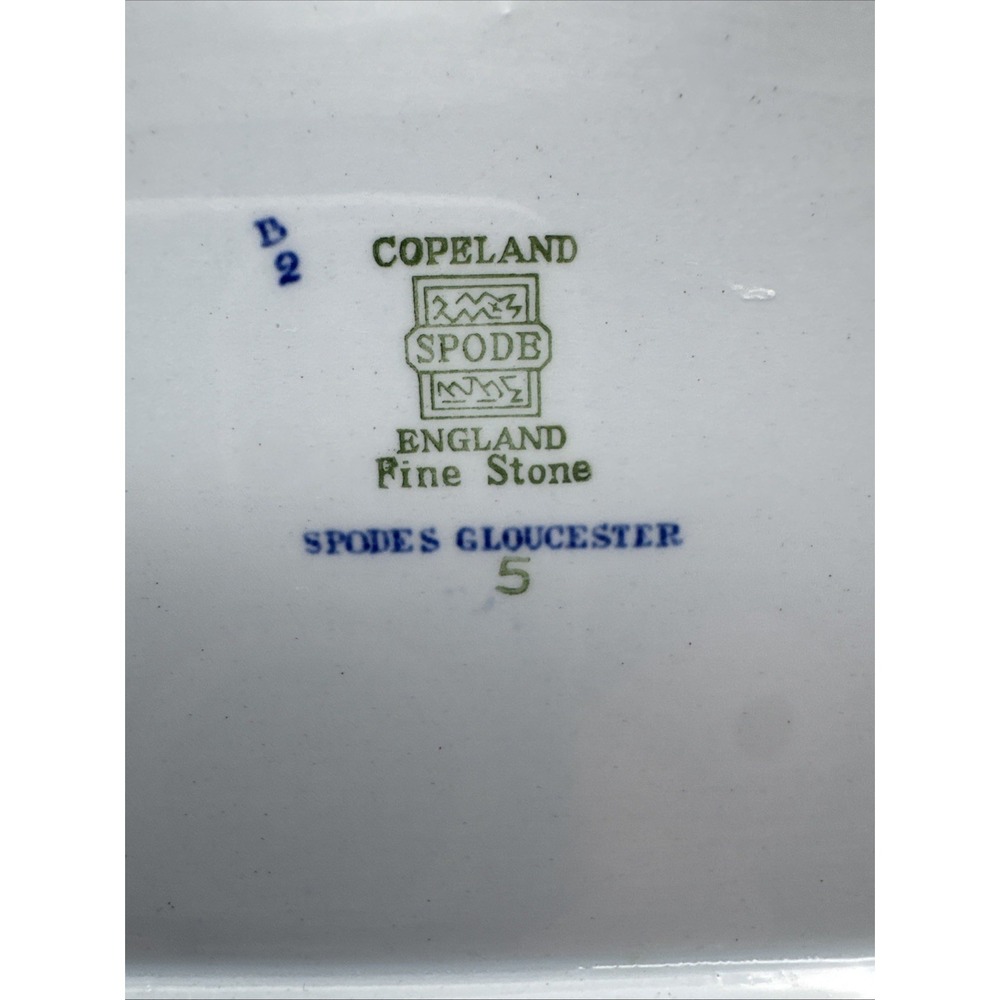 Copeland Spode Gloucester Oval Serving Bowl Blue Vegetable Side Flowers 9" Vtg - Picture 5 of 11